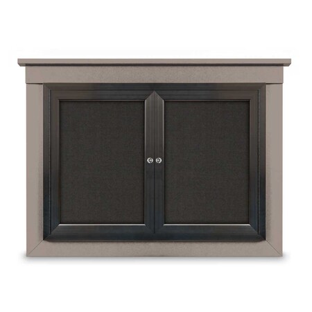 United Visual Products 24"x36" 1-Door Enclosed Letterboard, Black Vinyl/Walnut UV2621O-WALNUT-LICORI